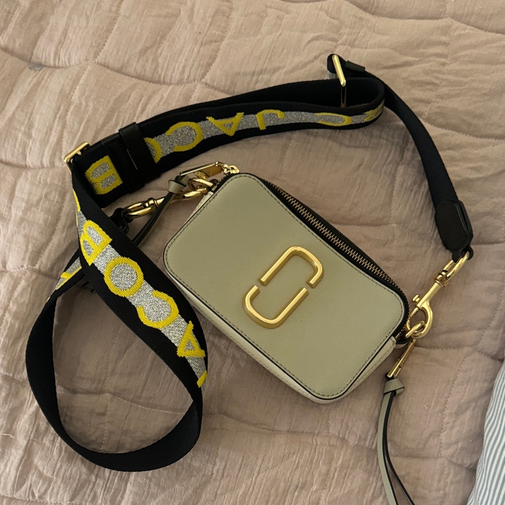 Marc Jacobs Cream Crossbody Bag with Gold Accents
